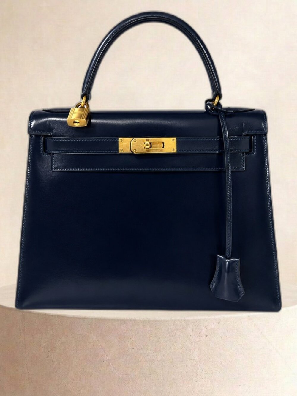 Hermes Kelly 28 Sellier Midnight Blue (Navy) Box Calf GHW